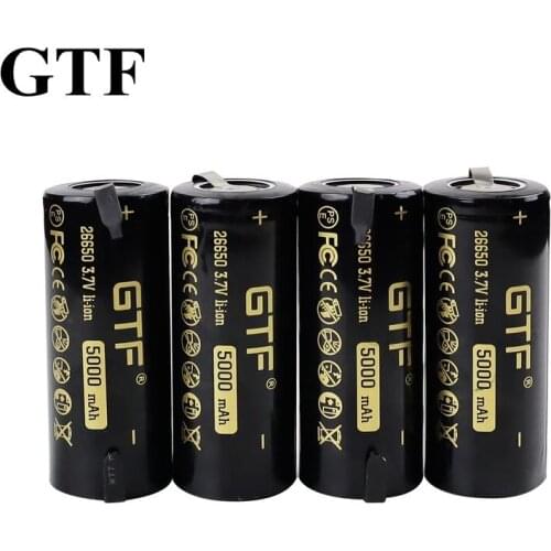 3.7 v 26650 5000mah li-ion battery rechargeable actual capacity for flashlight ups power backup flat panel battery + nickel diy