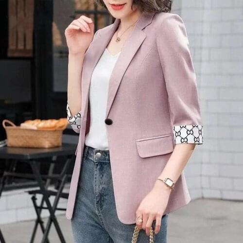 2021 Spring Autumn Fashion Women Pink Professional Suit New Style One Button Pure Color Work Wear Female Simple Temperament Tops