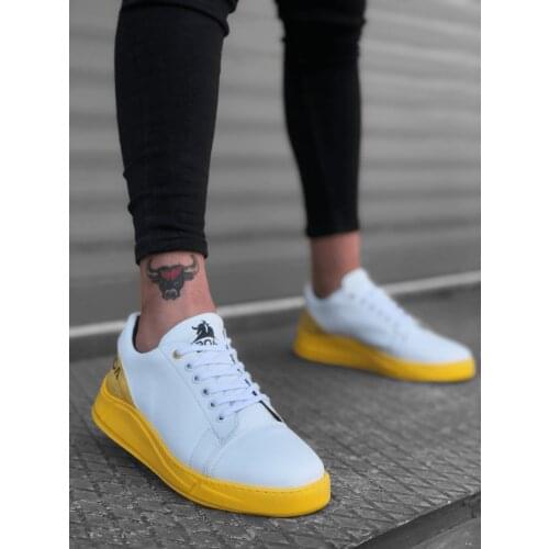 BA0171 Laced White Yellow High Outsole Male Boots