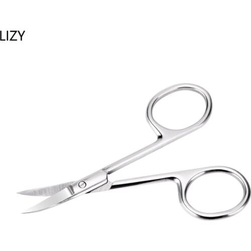 LIZY 3.5mm Thickness Eyelash Scissors Stainless Steel Small Scissors for Cuticula Scissors for Nails Manicure with A Curve