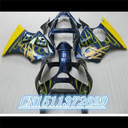 Dor-ABS full fairings set for Kawasaki ZX-6R 2000-2002 yellow flames black fairing kit Ninja 636 ZX6R 00 01 02 D injection