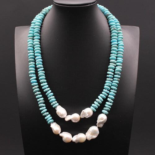 GG Jewelry 44'' White Keshi Pearl Rondelle Long Necklace