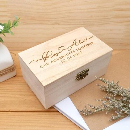 Personalised Wooden Wedding Keepsake Box,Custom Photo Box,Rustic Wooden Memory Box,Travel Adventure Gifts For Couples