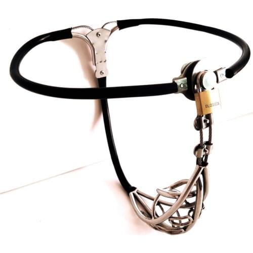 Stainless Steel Male Chastity Belt Hollow Cock Cage with Anal Plug Slave BDSM Adjustable Waist Penis Restraint Device for Men