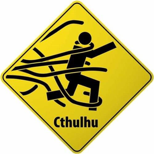 Hot The Hottest Selling Cthulhu Warning Sign Car Sticker Waterproof Cover Scratches Motorcycle Stickers PVC 13cm X 12.8cm