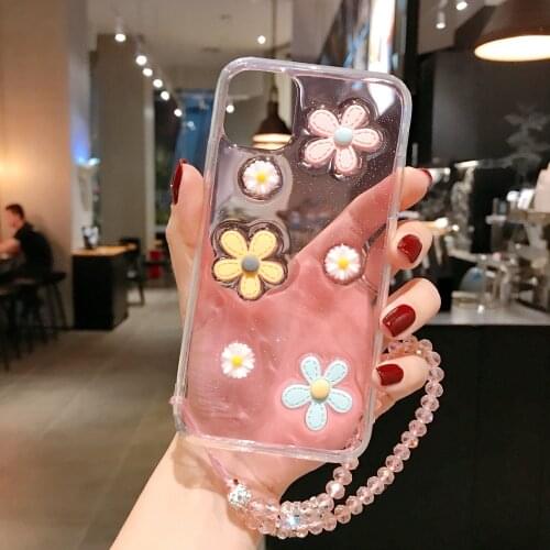 Reno3 3D Flowers Glitter Phone Case For OPPO Reno 3 Pro Not 2 Z F 10x Zoom Transparent Bling Soft TPU Back Cover Bag