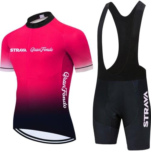 Pink Men Cycling Jersey Set Team Clothing Strava 2021 Competizione Short Sleeve Suit Training Breathable Light Race Uniform