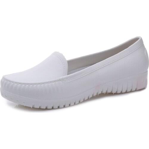Rain Boots Women Flat Soles Kitchen Work Shoes Shallow Nurse Shoe Non-skid Adult Rubber Shoes