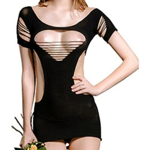 Sexy Womens Hollow Out Mesh Mini Dress Bodycon Party Night Clubwear Short Dress