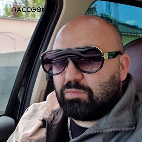 Fashion One-Piece Retro Sunglasses Women Brand Designer Oversized Round Pilot Sun Glasses Men Shades Red Mirror Eyewear Uv400