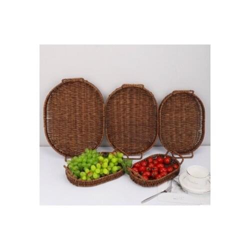 Retro pastoral style imitation rattan storage basket hand woven water fruit basket steamed bread bakery basket hand woven basket