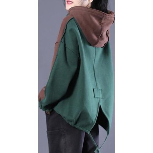 Womail Sweatshirts Womens Fashion Patchwork Autumn Pullovers Female Causal Loose Hooded Korean Style Student Hoodie E269