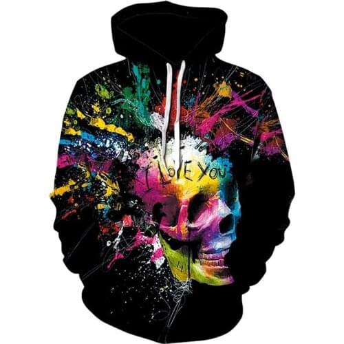 Men/Women Rainbow skull Fashion Brand hoodie colorful harajuku 3D Print Hip Hop sweatshirts Casual streetwear Hipster hoodies