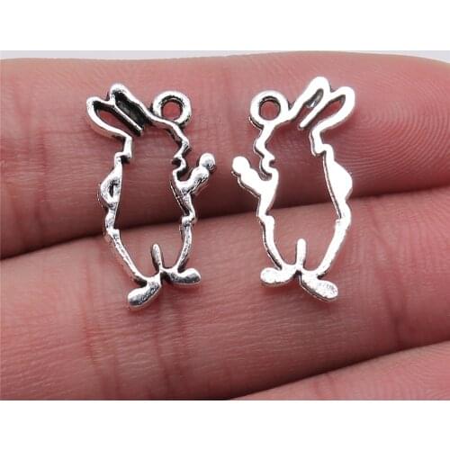 WYSIWYG 10pcs 2 Colors 12x21mm Hollow Rabbit For Jewelry Making Jewelry Findings Animal Charms Bunny Charms
