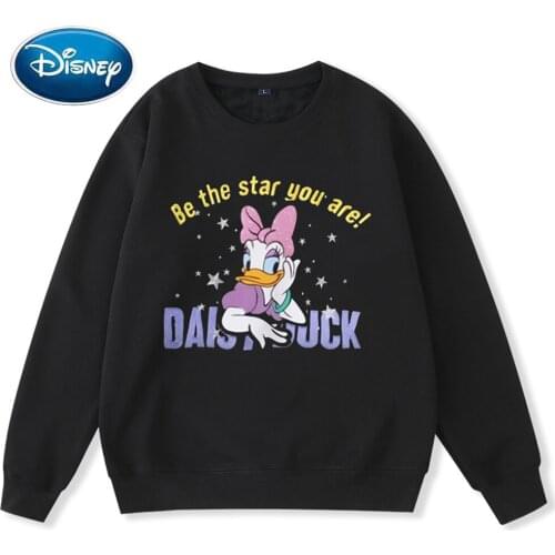 Disney Sweatshirt Fashion Letter Daisy Duck Cartoon Print Streetwear Women Unisex Couples Long Sleeve O-Neck Tops 9 Color Female