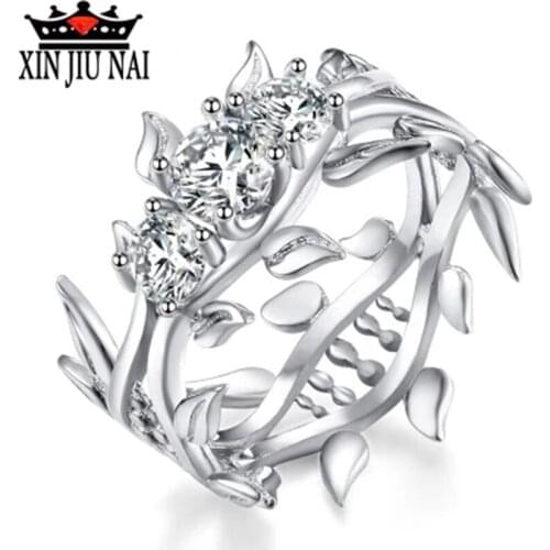 925 anillos silver Rose thorn Ring Leaf Wedding Rings Zircon Engagement Ring Plant Shiny Rings for Women Fashion Jewelry