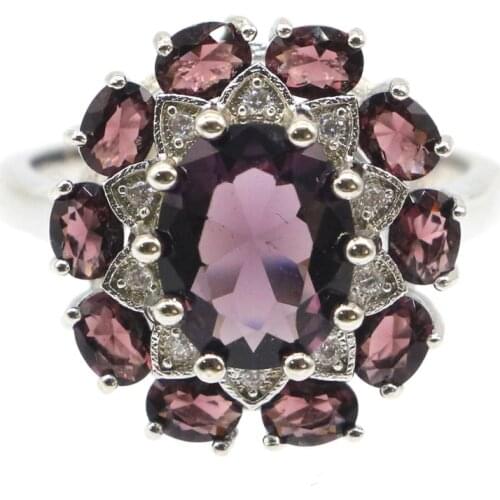 21x14mm Gorgeous Created Pink Tourmaline CZ Gift For Sister Silver Rings Wholesale Drop Shipping