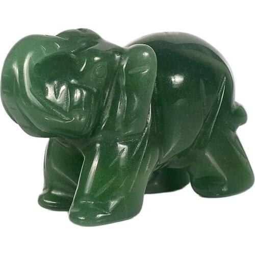 2 Inch green jade Elephant Figurines Craft Carved Natural Stone aventurine Mini Animals Statue for Decor Chakra Healing