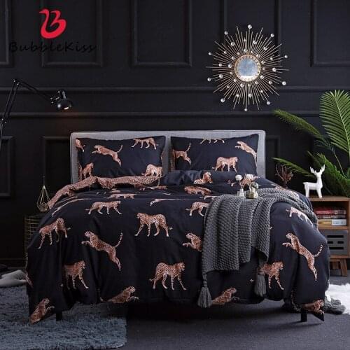 Bubble Kiss Leopard Printed King Size Bedding Set Home Comfortable Sleeping Skin-Friendly Large Duvet Cover Pillowcase 2pcs/3pcs