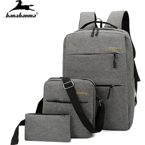 3pcs/set Mens Backpack Bag Male USB Charging Laptop Backpack Women Computer Bags Schoolbag Men Shoulder Bag Sets Bags 3 Pieces