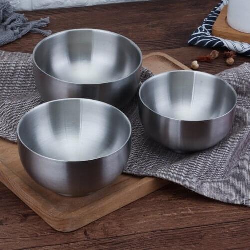 304 Double-Insulated Stainless Steel Mixing Bowl Home Adult Children Drop Resistance Baby Rice Bowl Of Soup Bowl
