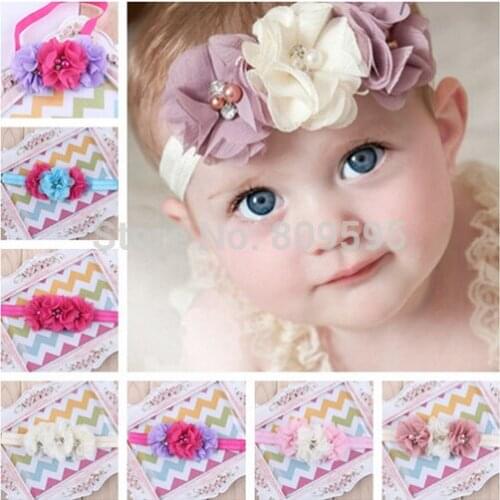 40pcs/lot 24colors Triple Chiffon flowers headband