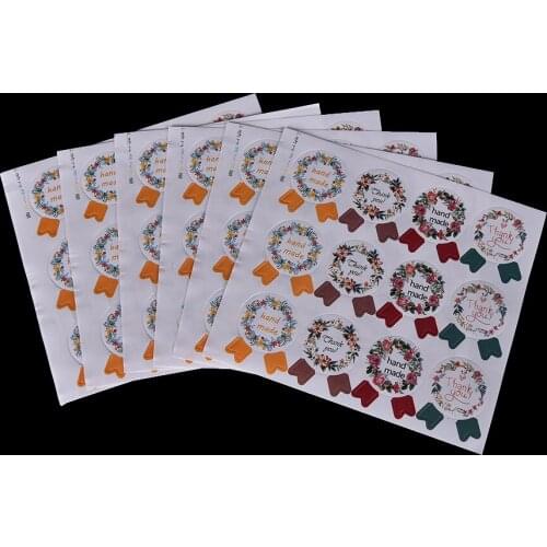 60pcs=5Sheets DIY Handmade Stickers Kraft Label Sticker Hand Made For Gift Cake Baking Sealing Sticker