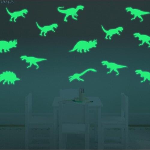 9PCS Luminous Home Decor Decal Baby Kids Room Fluorescent Stickers Dinosaur Glow In The Dark Wall Stickers