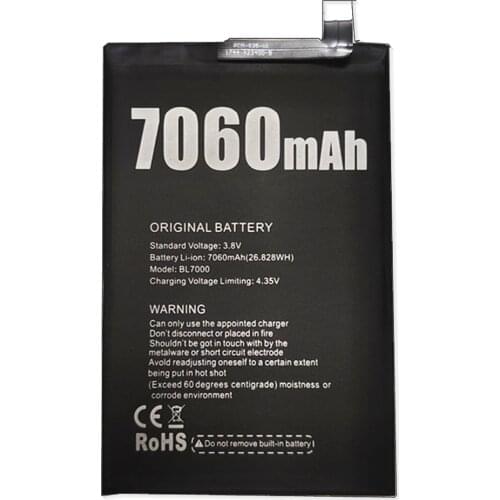 AZK Mobile phone battery DOOGEE BL7000 battery 7060mAh Long standby time High quality DOOGEE Mobile Accessories