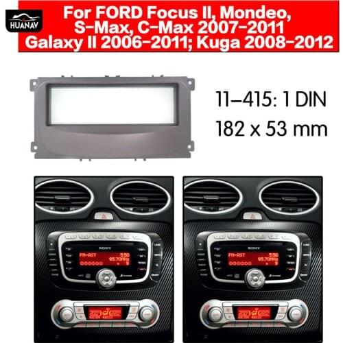 HUANAV Car Radio Fascia Car CD DVD fascia For Ford Mondeo C Max 1DIN Silver) Stereo Fascia Dash CD Trim Installation Frame Panel