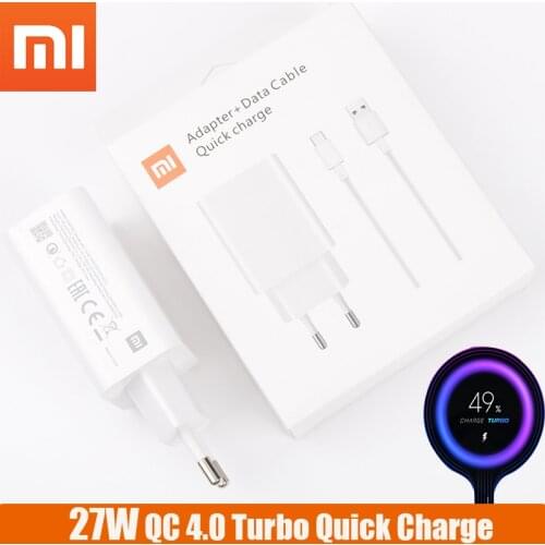 Xiaomi Fast charger 27W Original EU QC 4.0 turbo quick charge adapter usb type c cable for mi 9 9t pro k20 pro mi note 10 lite