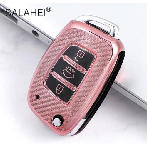 TPU Carbon Fiber car key cover case For Hyundai ix35 solaris tucson 2016 accent santa fe smart remote Full Cover accessories