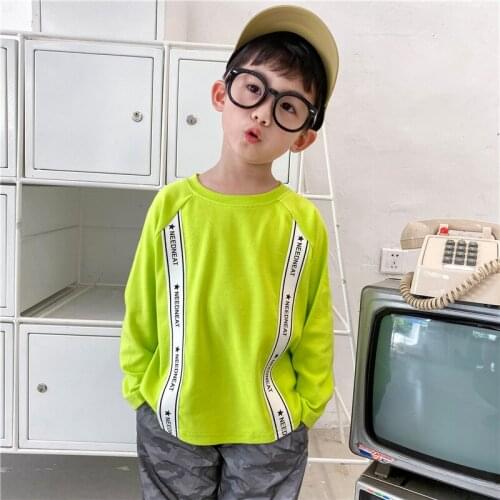 Kids Clothing Spring Autumn New Boys Cotton T-shirt Childrens Bottoming Shirt Fashion Letter Suspender Long Sleeve Tops for Boy
