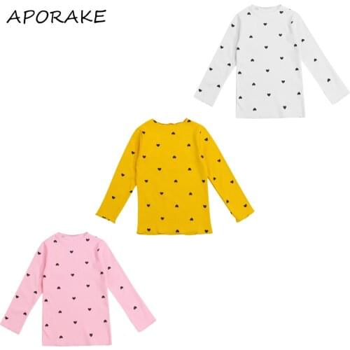 2021 2-6Y Kids Baby Girls Sweatshirt Hearts Print Sweet Long Sleeve O Neck Pullovers Spring Autumn Top