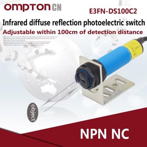 Photoelectric Sensors E3FN-DS100C2 NPN NC Infrared diffuse reflection photoelectric switch Response time 2.5ms (1 second=1000ms)