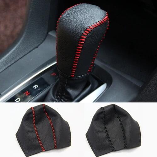 Leather Car Gear Shift Collars Case For Honda Civic X 10th 2016 2017 2018 2019 2020 Accessories Car Gear Head Shift Knob Covers