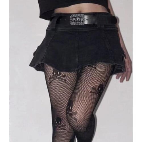 Ins Harajuku Low Waist Mini Pant Skirt with Belt Women Sexy Black Sashes Denim Skirts Female Punk Grunge Clubwear Mujer 2021