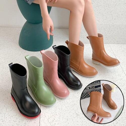 Newly Mid Calf Rain Boots Fashionable Comfortable Shoes Waterproof Non-Slip Boots for Women for Outdoor Camping Hiking
