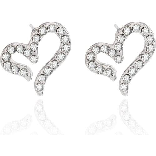 New Fashion Rhinestone Heart Earrings Zircon Peach Heart Moon Star Earrings Sweet Shiny Love Earrings Friends Gift