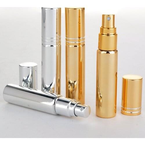 Wholesale 100 Pieces/Lot 10ML Portable UV Glass Refillable Perfume Bottle With Atomizer Empty Parfum Case With Tangent Cove