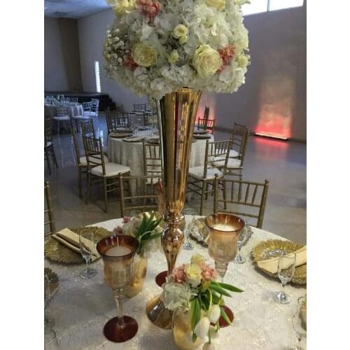 Top-rated 88cm /34.6" Gold wedding flower vases Table centerpiece Wedding Supply 10 pcs/lot