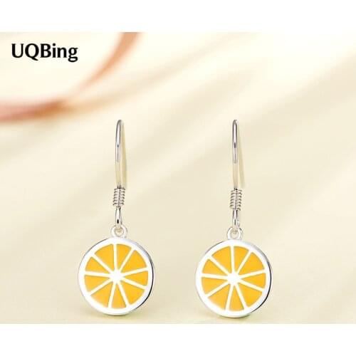 Wholesale 925 Sterling Silver Fruit Oranges Drop Earring Fashion Women Silver Earrings Brincos Pendientes de plata