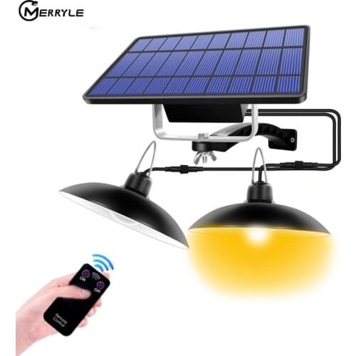 LED Solar Pendant Light Outdoor Indoor Solar powered Lamp With Bulb Shed Lights Lighting For Home Garden Yard Double Head Lamps
