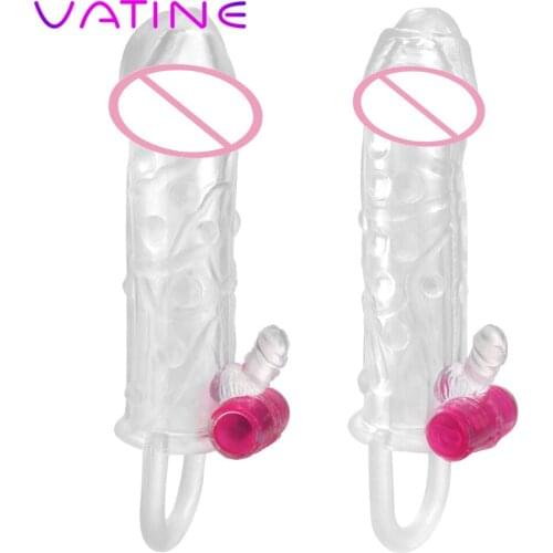 VATINE G-spot Cock Sleeve Penis Rings Adults Products Reusable Condom Sex Toys For Men Penis Sleeve Vibrator Delayed Ejaculation
