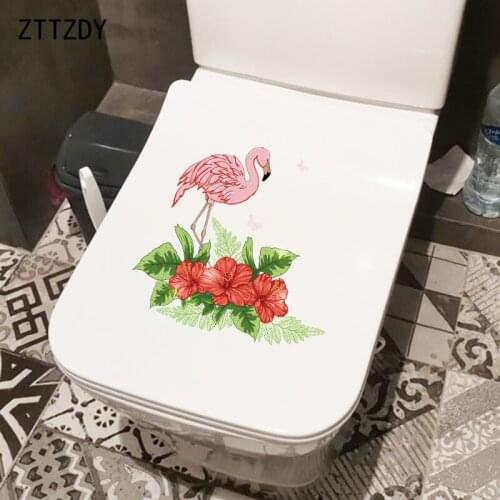 ZTTZDY 23.6×22.3CM Pink Flamingo Home Kids Room Decoration Toilet Stickers Wall Accessories T2-1522