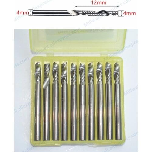 10PCS-4mmx 12mm,FREE SHIPPING CNC solid carbide woodworking router bit,1 flute spiral end mill,mdf,PVC,acrylic,wood tool