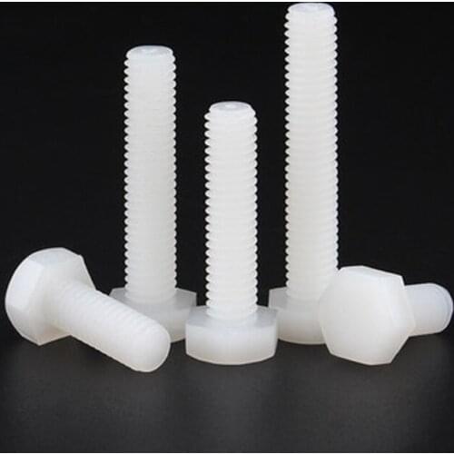2pcs M16 nylon outer hexagon head screws external hex PA66 screw plastic screw insulation bolt white color 20mm-100mm length