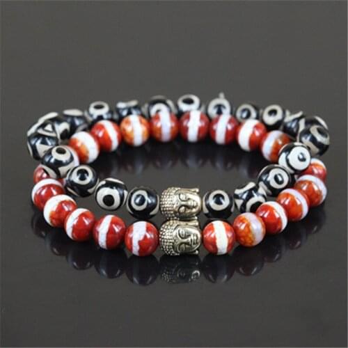 2pcs High quality Natural 8mm stone round stone beads charm women bracelet gold color buddha head gem stone beads men bracelet