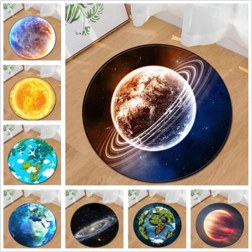 3D Universe Planet Chair Mat Area Rug Foot Pad Memory Foam Children Room Decor Earth Rugs Doormat Round Living Room Carpet