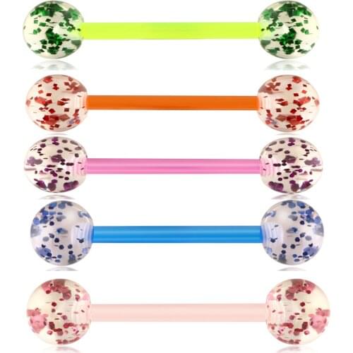JUNLOWPY Acrylic UV Bell Button Rings 14 Gauge Navel Piercing Cartilage Tragus Earring Straight Belly Bar Sexy Body Jewelry 1pcs